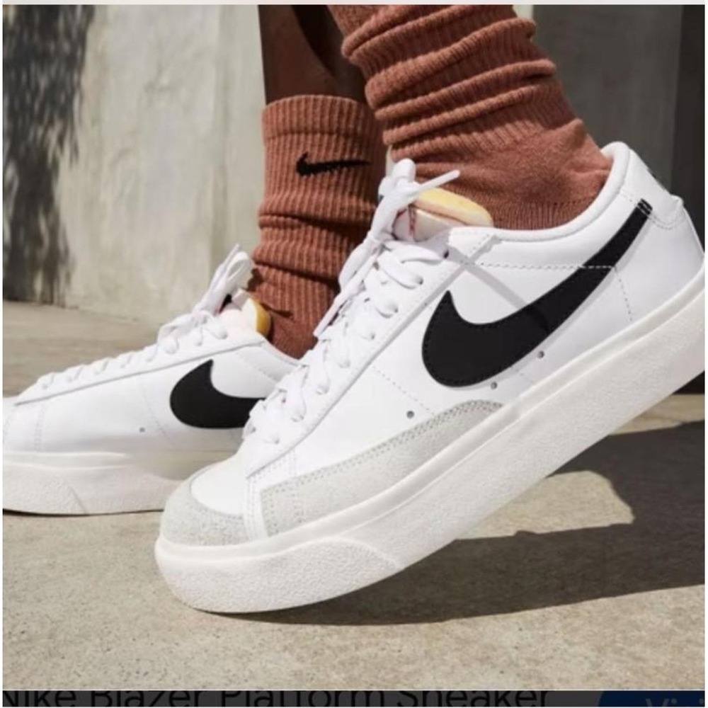 Nike Blazer Low Platform women's Sneakers White Black shoes size 8.5